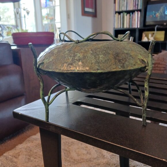 Vintage Brutalist Painted Metal Footed Planter-New Without Tags - Picture 4 of 5